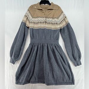 Janie and Jack Gray and Tan Knit Sweater Dress